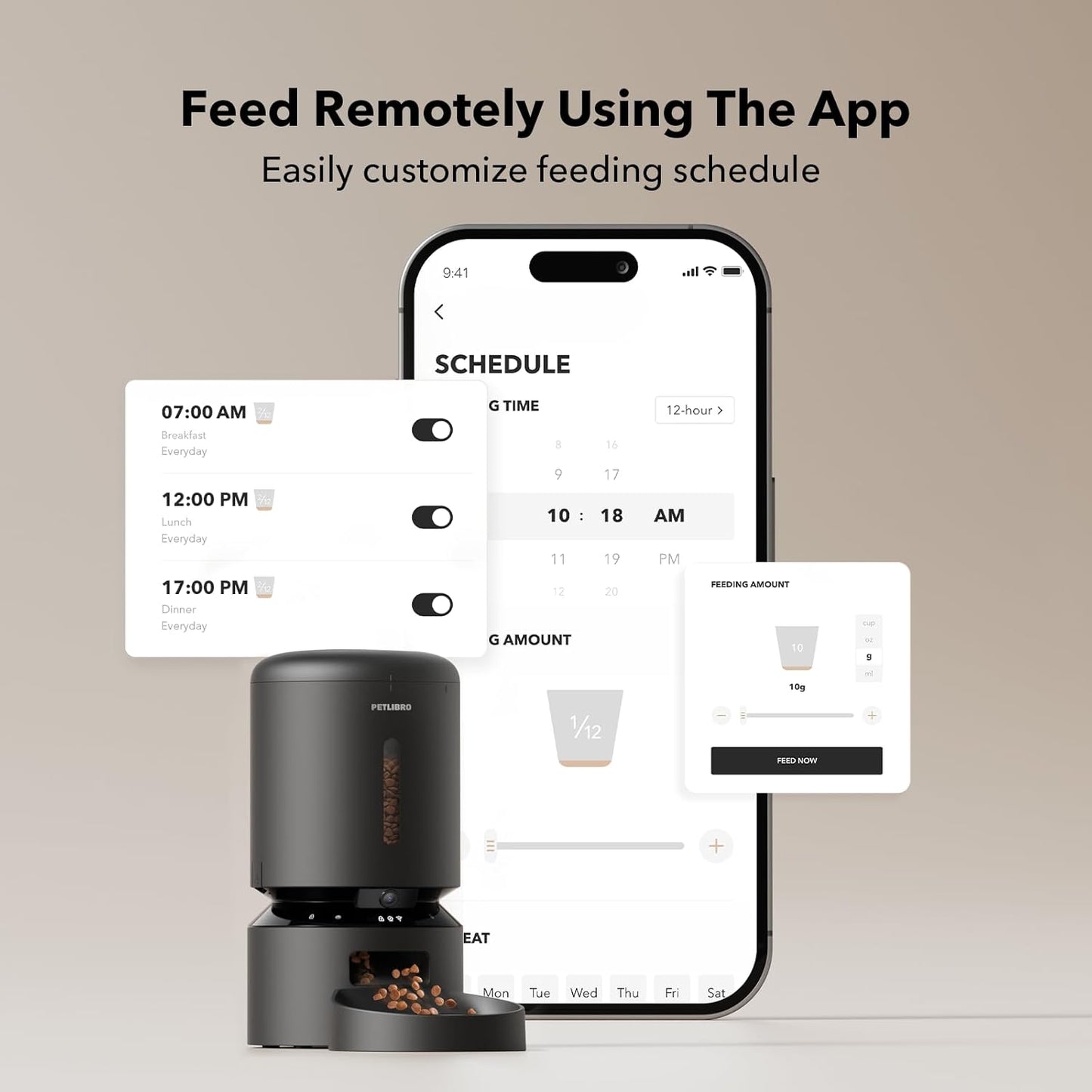Automatic Cat Feeder with Camera, 1080P HD Video with Night Vision, 5G Wifi Pet Feeder with 2-Way Audio, Low Food & Blockage Sensor, Motion & Sound Alerts for Cat & Dog Single Tray