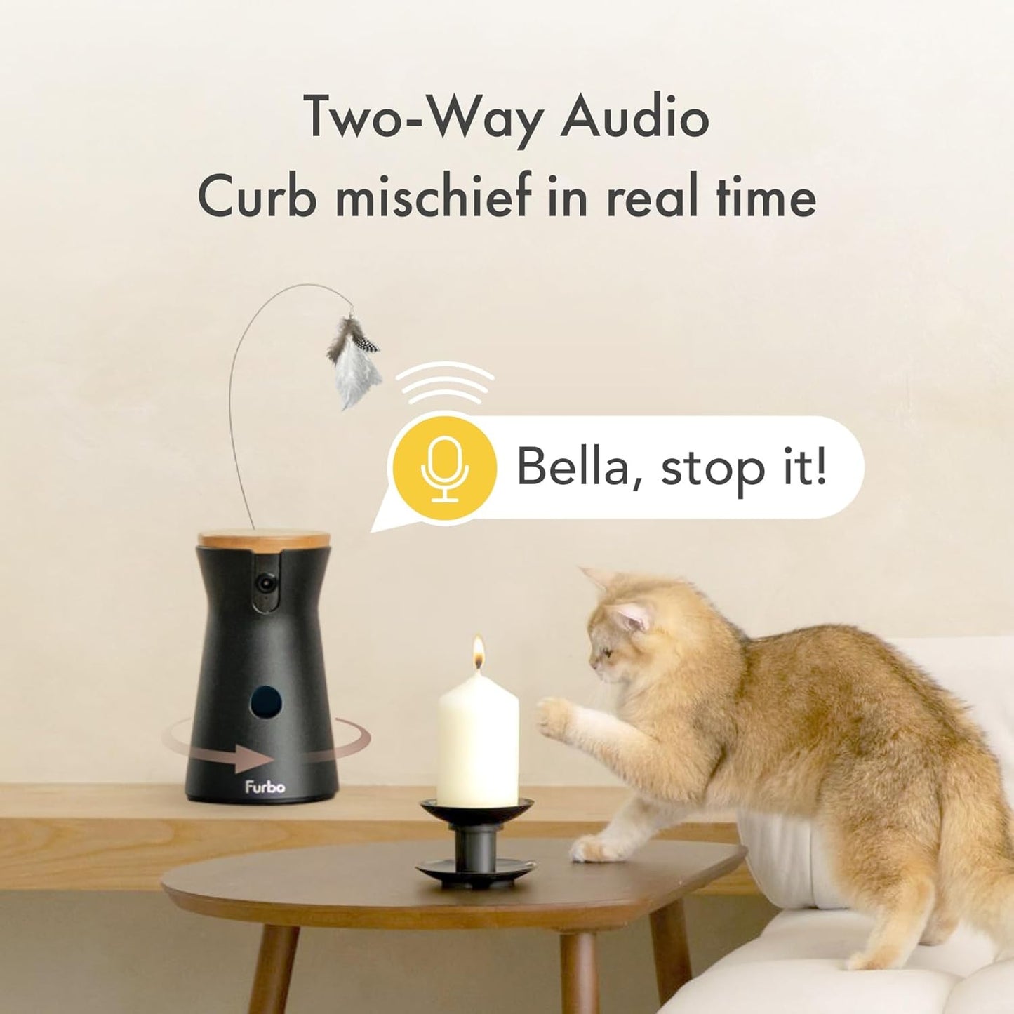 360° Cat Camera: Home Security Camera with Meowing Alerts, Rotating Pet Treat Camera with Phone App, Smart Home Indoor Kitty Cam with 2-Way Speaker and Night Vision (No Subscription Required)