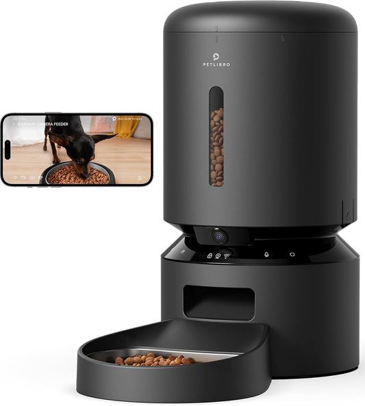 Automatic Cat Feeder with Camera, 1080P HD Video with Night Vision, 5G Wifi Pet Feeder with 2-Way Audio, Low Food & Blockage Sensor, Motion & Sound Alerts for Cat & Dog Single Tray